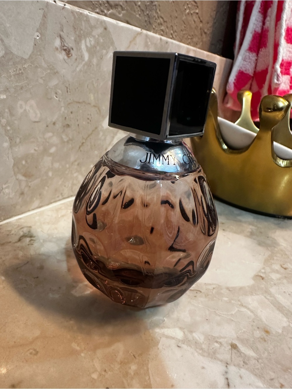 Jimmy Choo Blush-Tinted Glass Perfume Bottle with Black Cap